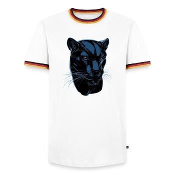 Panther Leopard Raubkatze Süße Großkatze Panter - Männer Kontrast-T-Shirt - Weiß/Dreifarbig - Vorne - AI Model Female 172 light (172cm) & AI Model Male 185 light (185cm)