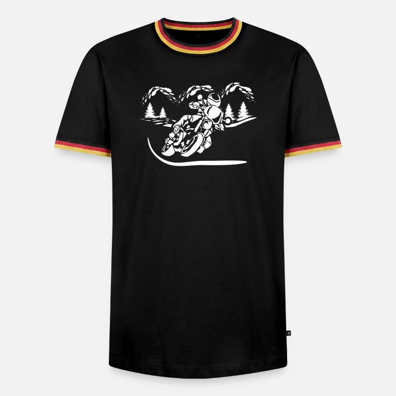 Motorrad Waldsilhouette - Männer Kontrast-T-Shirt - Schwarz/Dreifarbig