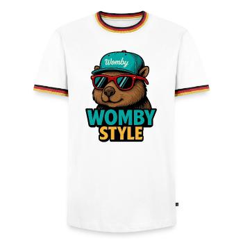 Womby Style Beaver with Sunglasses - Men's Ringer Shirt - white/tricolour - Front - AI Model Female 172 light (172cm) & AI Model Male 185 light (185cm)
