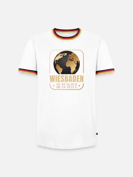 Wiesbaden - Männer Kontrast-T-Shirt - Weiß/Dreifarbig
