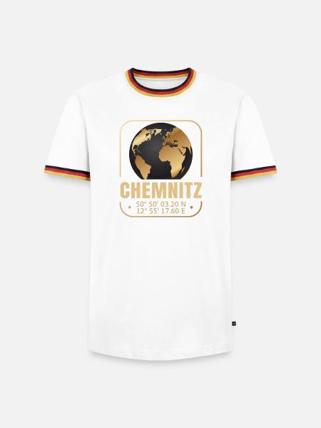 Chemnitz - Männer Kontrast-T-Shirt - Weiß/Dreifarbig