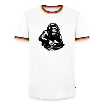 DJ The Monkey Danse à la Banksy - T-shirt contrasté Homme - blanc/tricolore - Devant - AI Model Female 172 light (172cm) & AI Model Male 185 light (185cm)