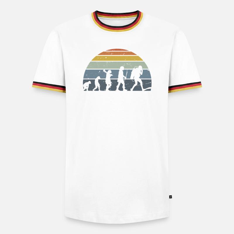 Die Evolution des Silhouettendesigns der Menschheit - Männer Kontrast-T-Shirt - Weiß/Dreifarbig