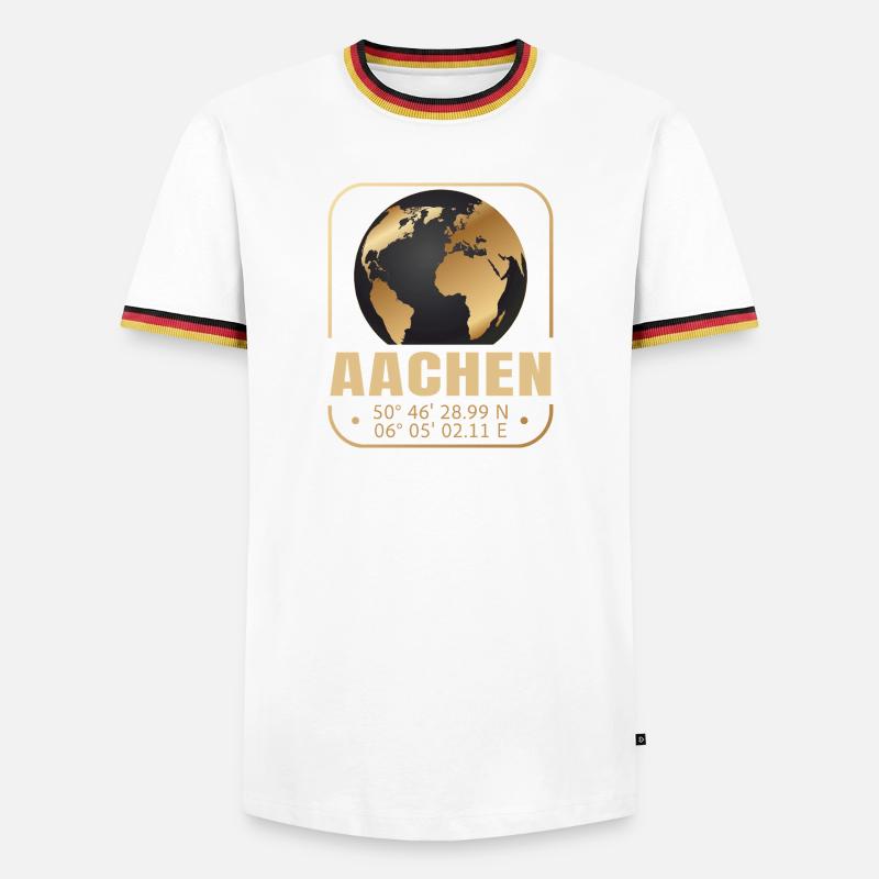 Aachen - Männer Kontrast-T-Shirt - Weiß/Dreifarbig