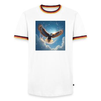 Power Animal Eagle in the Sky - Men's Ringer Shirt - white/tricolour - Front - AI Model Female 172 light (172cm) & AI Model Male 185 light (185cm)