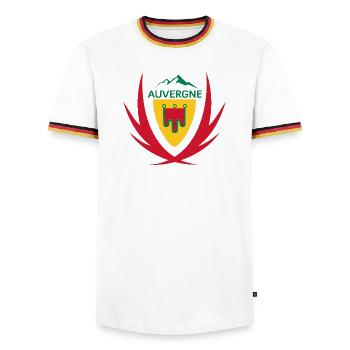 Auvergne - T-shirt contrasté Homme - blanc/tricolore - Devant - AI Model Female 172 light (172cm) & AI Model Male 185 light (185cm)