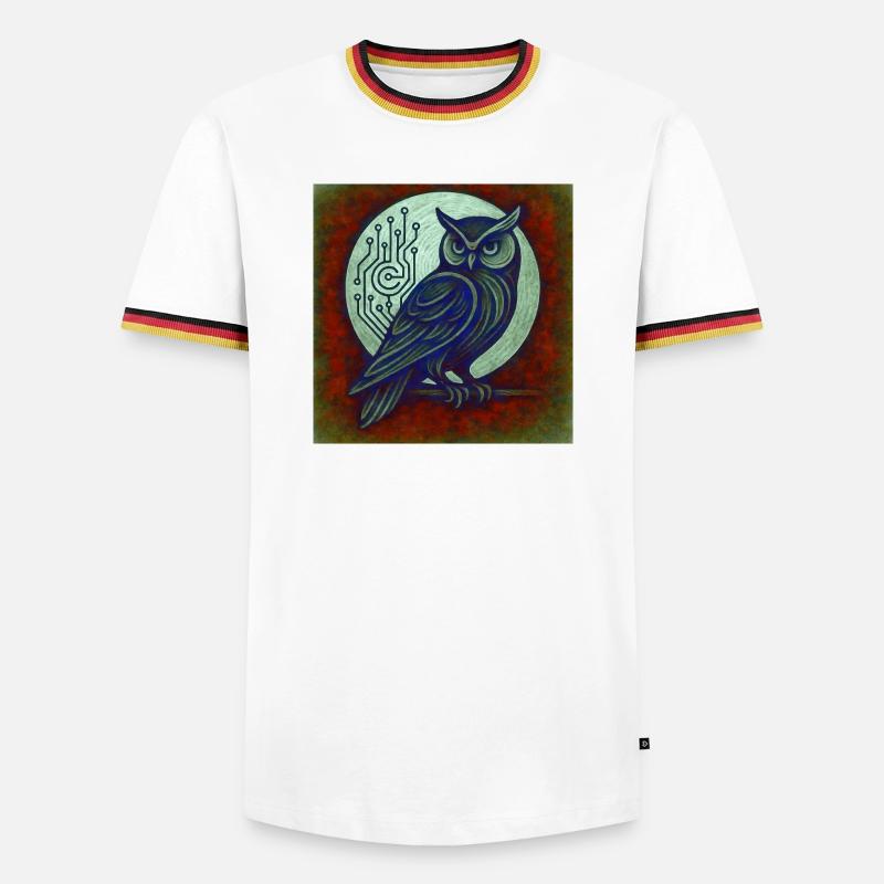 Dkital Eule - Männer Kontrast-T-Shirt - Weiß/Dreifarbig
