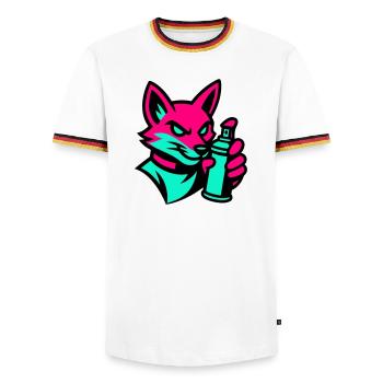 Graffiti Fuchs - Männer Kontrast-T-Shirt - Weiß/Dreifarbig - Vorne - AI Model Female 172 light (172cm) & AI Model Male 185 light (185cm)