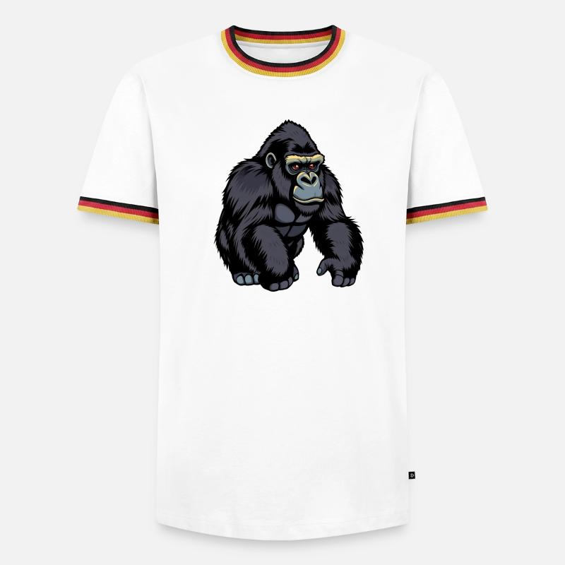 Gorilla - Männer Kontrast-T-Shirt - Weiß/Dreifarbig