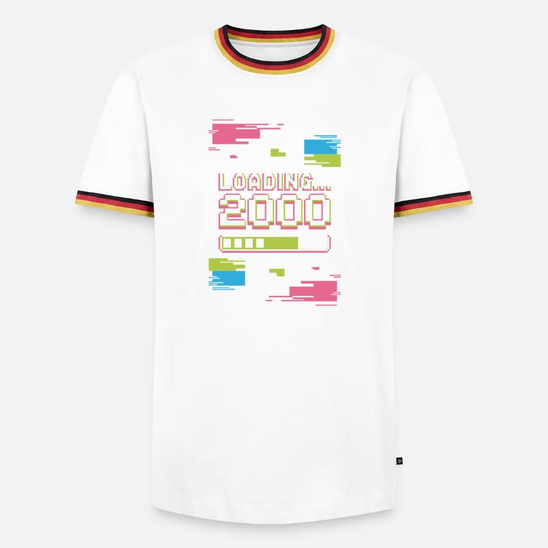 Retro Loading 2000 Pixel - Männer Kontrast-T-Shirt - Weiß/Dreifarbig