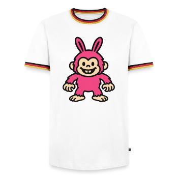 Rabbit Monkey - Men's Ringer Shirt - white/tricolour - Front - AI Model Female 172 light (172cm) & AI Model Male 185 light (185cm)