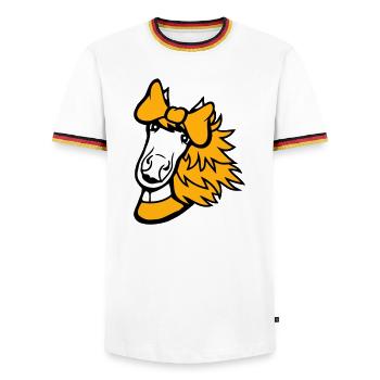 Horse Girl Female Cute Pretty Bow Woman - Men's Ringer Shirt - white/tricolour - Front - AI Model Female 172 light (172cm) & AI Model Male 185 light (185cm)