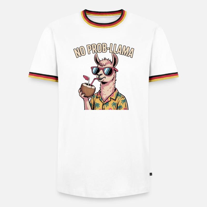 Kein Problem, ein lustiges Lama - Männer Kontrast-T-Shirt - Weiß/Dreifarbig