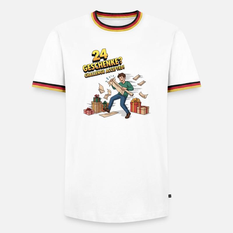24 Geschenke? Challenge Accepted ! - Männer Kontrast-T-Shirt - Weiß/Dreifarbig