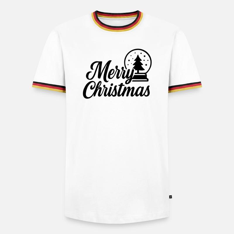 Merry Christmas Design mit Weihnachtskugel - Männer Kontrast-T-Shirt - Weiß/Dreifarbig