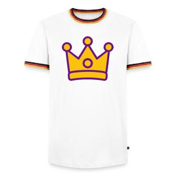 Crown! - Men's Ringer Shirt - white/tricolour - Front - AI Model Female 172 light (172cm) & AI Model Male 185 light (185cm)