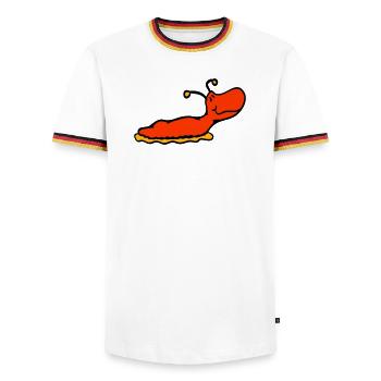 Slug snail without shell smiles - Men's Ringer Shirt - white/tricolour - Front - AI Model Female 172 light (172cm) & AI Model Male 185 light (185cm)