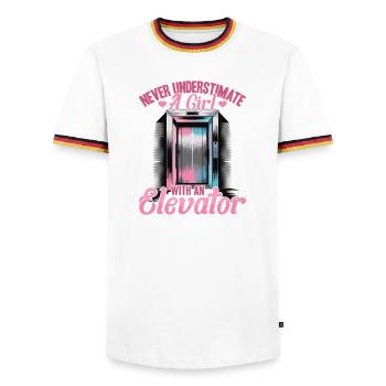 Elevator toddler & kids - Men's Ringer Shirt - white/tricolour - Front - AI Model Female 172 light (172cm) & AI Model Male 185 light (185cm)