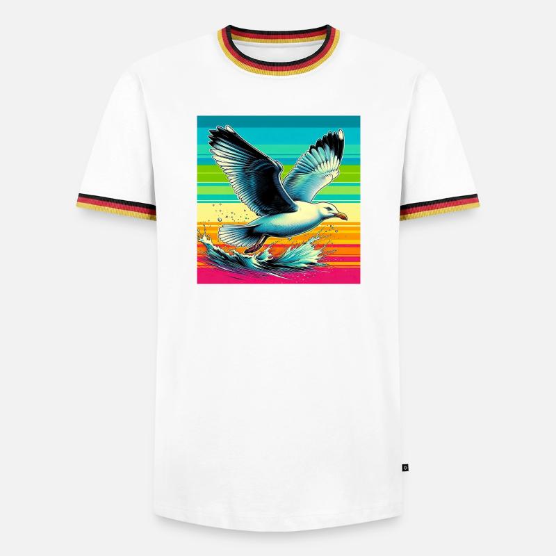 Möwe - Männer Kontrast-T-Shirt - Weiß/Dreifarbig
