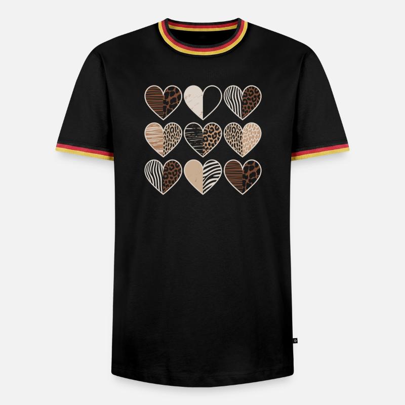 Leopard pattern heart design - Men's Ringer Shirt - black/tricolour