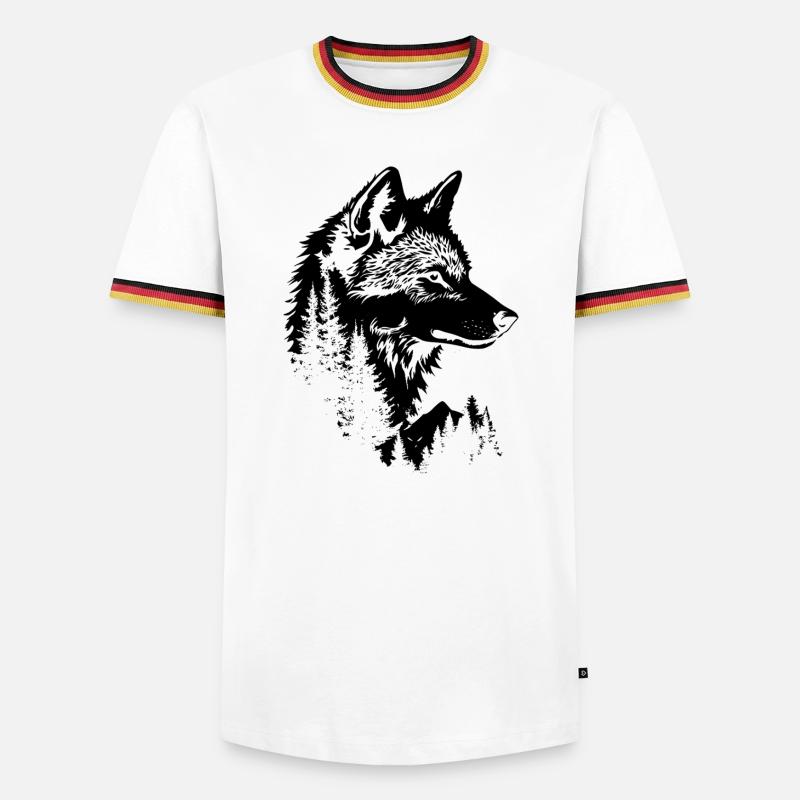 Wolf Face Forest Silhouette - Men's Ringer Shirt - white/tricolour