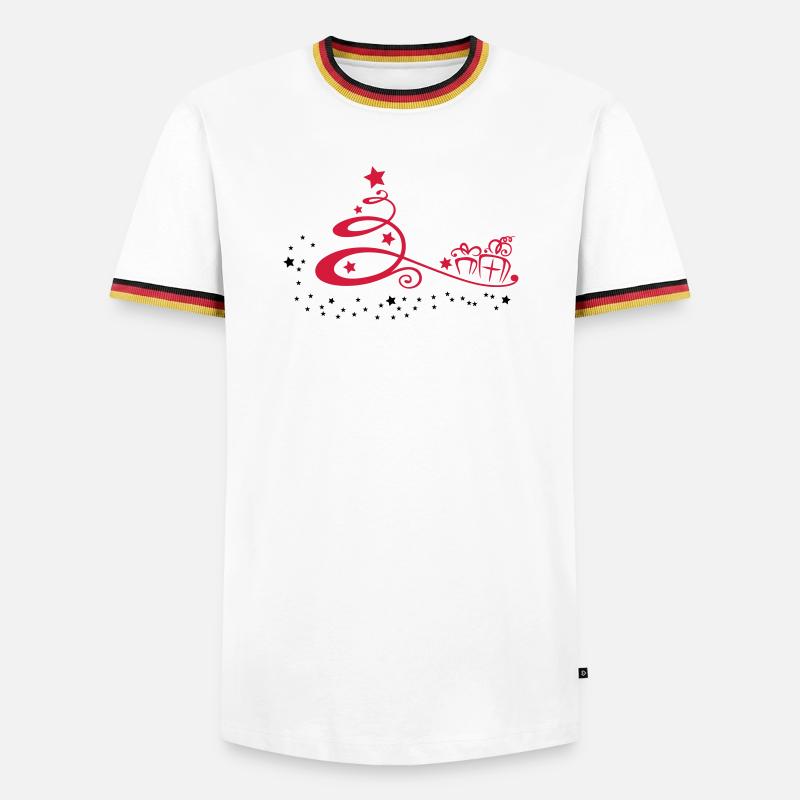 Weihnachtsbaum mit Sternen und Geschenken - Männer Kontrast-T-Shirt - Weiß/Dreifarbig