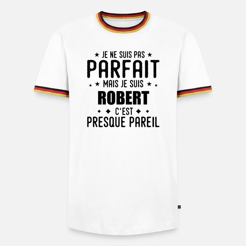 Robert: authentisch, unvollkommen, oberflächlich, perfekt - Männer Kontrast-T-Shirt - Weiß/Dreifarbig