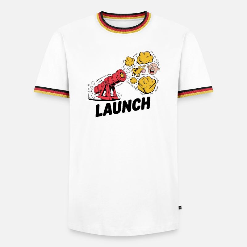 Comic Dinosaur Cannon Explosion Design - Men's Ringer Shirt - white/tricolour