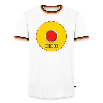 Arrêt pour logorrhéique - T-shirt contrasté Homme - blanc/tricolore - Devant - AI Model Female 172 light (172cm) & AI Model Male 185 light (185cm)