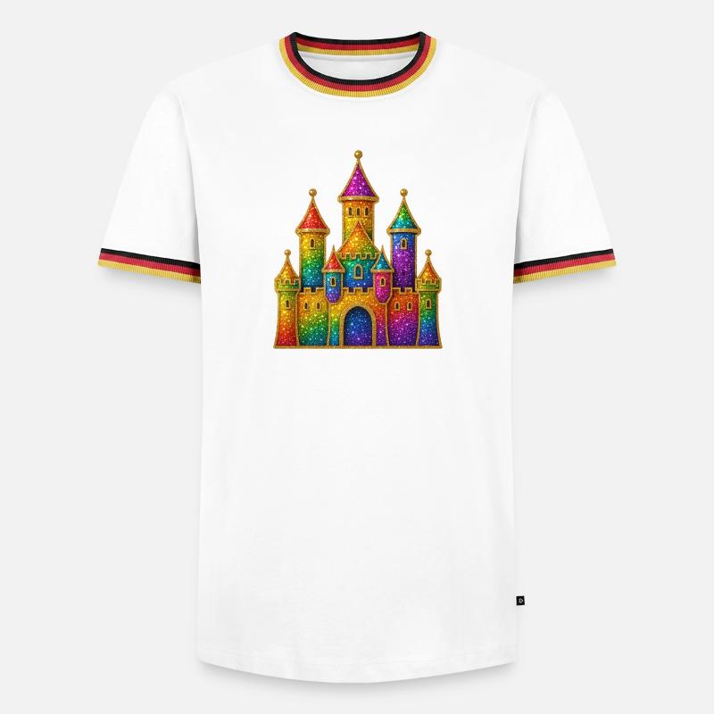 Rainbow Glitter Castle Design - Men's Ringer Shirt - white/tricolour