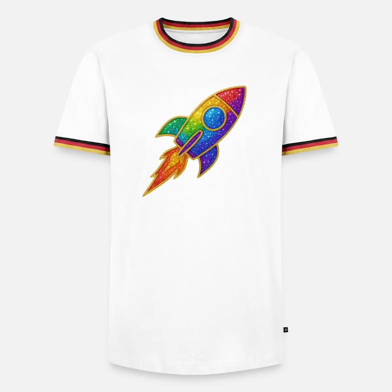 Rainbow Rocket Glitter Design - Men's Ringer Shirt - white/tricolour