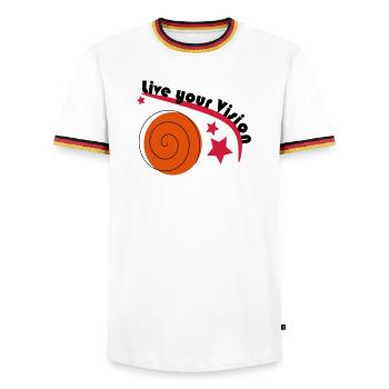 Live your Vision - Men's Ringer Shirt - white/tricolour - Front - AI Model Female 172 light (172cm) & AI Model Male 185 light (185cm)