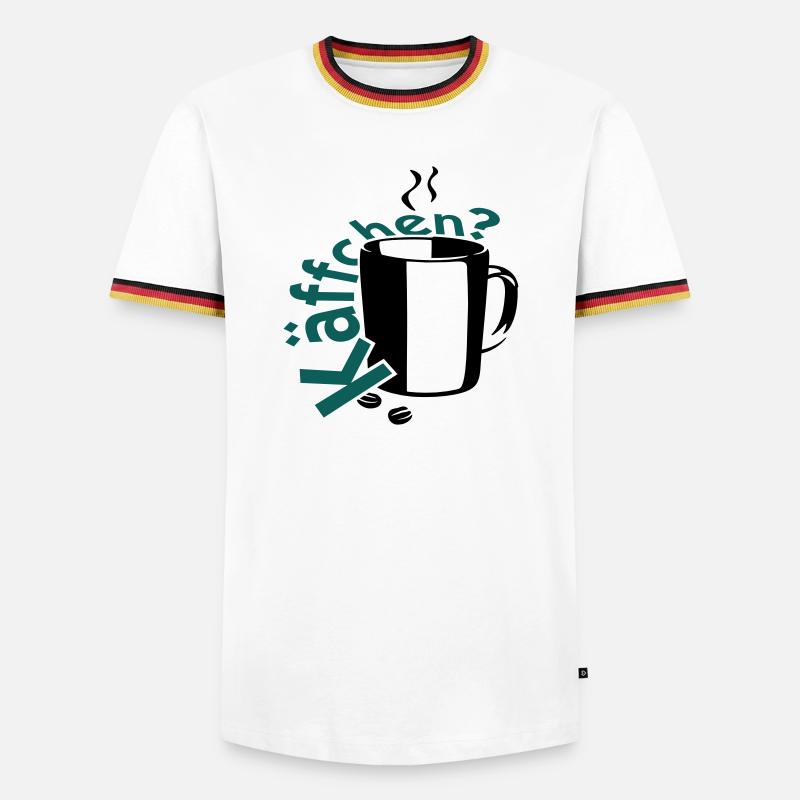 Käffchen? - Männer Kontrast-T-Shirt - Weiß/Dreifarbig