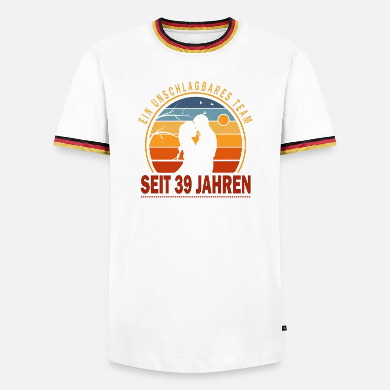 39 Jahre Beziehung Geschenk Ehemann Ehefrau - Männer Kontrast-T-Shirt - Weiß/Dreifarbig