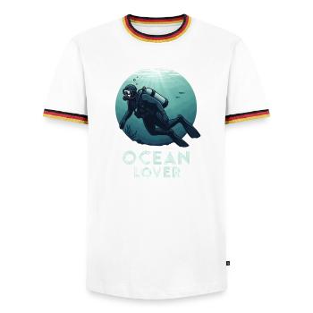 Plongeur Ocean Lover Underwater pour les amis plongeurs - T-shirt contrasté Homme - blanc/tricolore - Devant - AI Model Female 172 light (172cm) & AI Model Male 185 light (185cm)