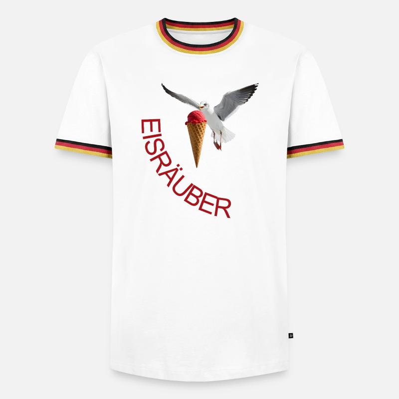Möwe mit Eiscreme Eisräuber - T-shirt contrasté Homme - blanc/tricolore
