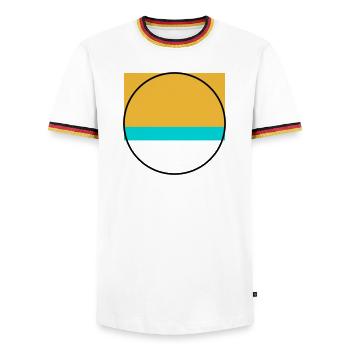 Minimalist Sunset Over Ocean - Men's Ringer Shirt - white/tricolour - Front - AI Model Female 172 light (172cm) & AI Model Male 185 light (185cm)
