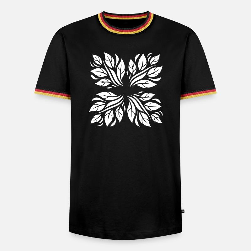 Leaves botanical pattern - Men's Ringer Shirt - black/tricolour