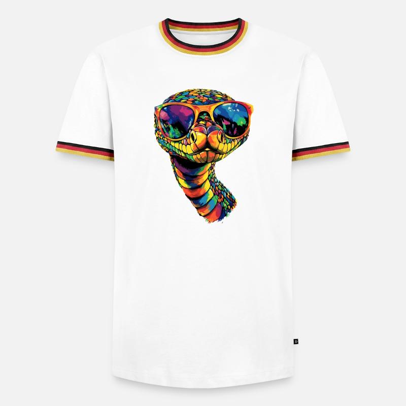 Schlange Python Kobra Klapperschlange Schlangen - Männer Kontrast-T-Shirt - Weiß/Dreifarbig