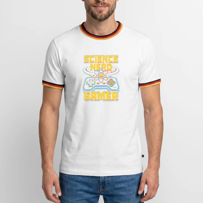 Science Nerd Gamer Atom Controller Wissenschaft Männer Kontrast-T-Shirt