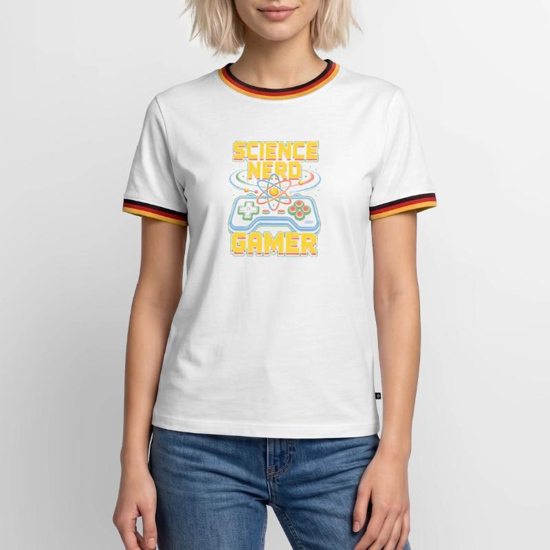 Science Nerd Gamer Atom Controller Wissenschaft Männer Kontrast-T-Shirt