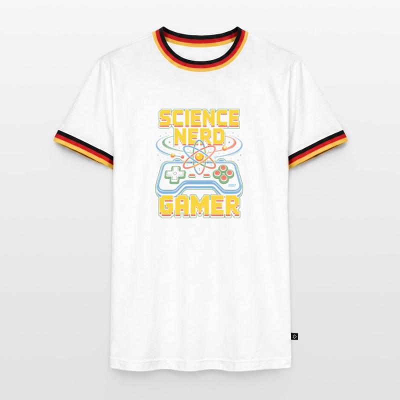 Science Nerd Gamer Atom Controller Wissenschaft Männer Kontrast-T-Shirt
