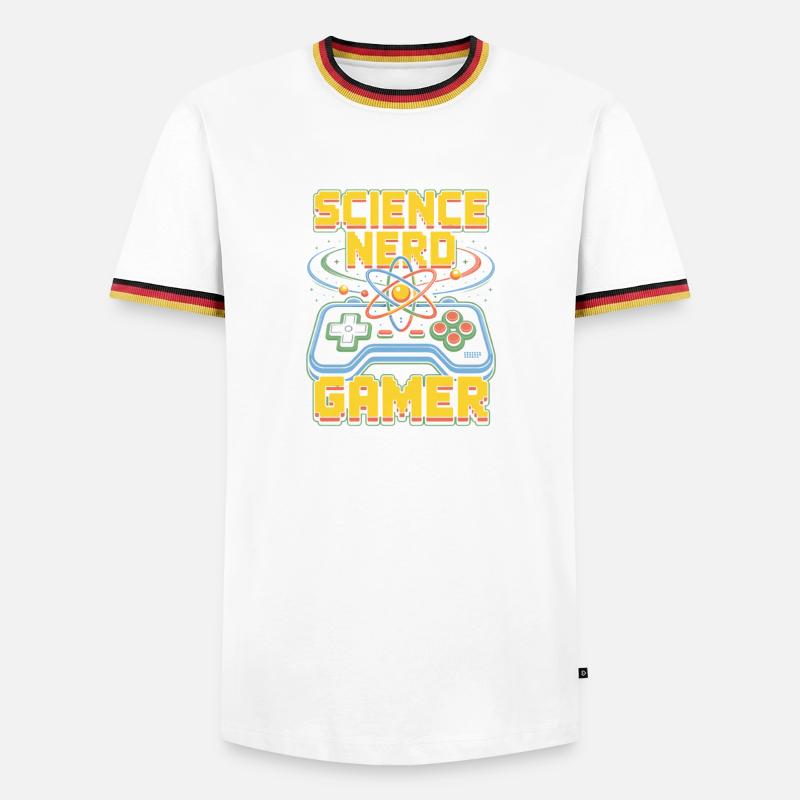 Science Nerd Gamer Atom Controller Wissenschaft - T-shirt contrasté Homme - blanc/tricolore