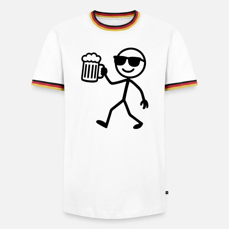 strichmännchen bier - Männer Kontrast-T-Shirt - Weiß/Dreifarbig