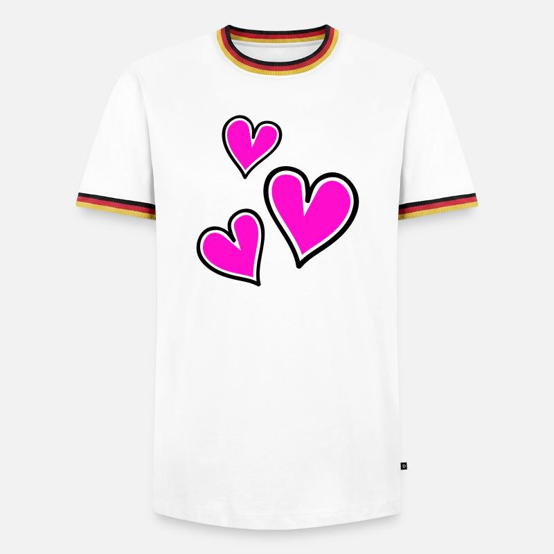 Bright Pink Heart Pattern - Men's Ringer Shirt - white/tricolour