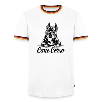 Cane Corso Dog Lover Design for Animal Lovers - Men's Ringer Shirt - white/tricolour - Front - AI Model Female 172 light (172cm) & AI Model Male 185 light (185cm)