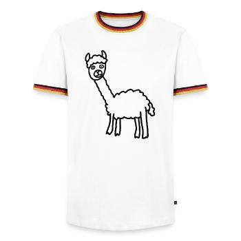 Llama Alpaca Silhouette Minimal Style - Men's Ringer Shirt - white/tricolour - Front - AI Model Female 172 light (172cm) & AI Model Male 185 light (185cm)