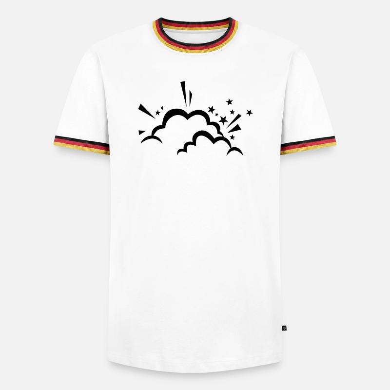 Comic Wolke nach Explosion - Männer Kontrast-T-Shirt - Weiß/Dreifarbig