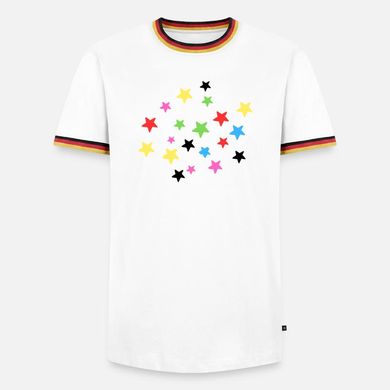 Bunte Sternenexplosion auf Stoff - Männer Kontrast-T-Shirt - Weiß/Dreifarbig