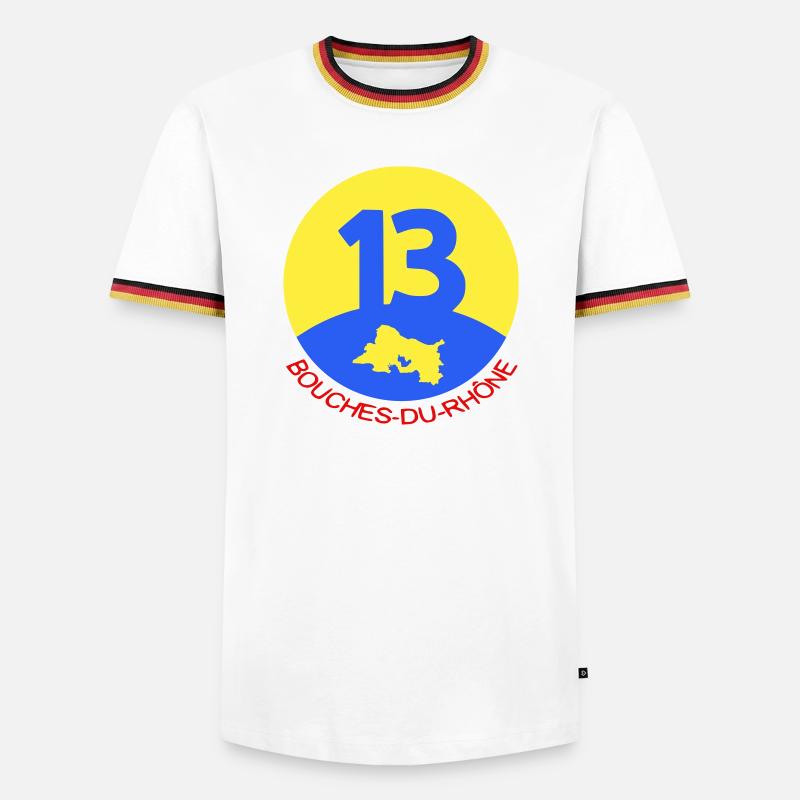 13 Bouches-du-Rhône - Männer Kontrast-T-Shirt - Weiß/Dreifarbig
